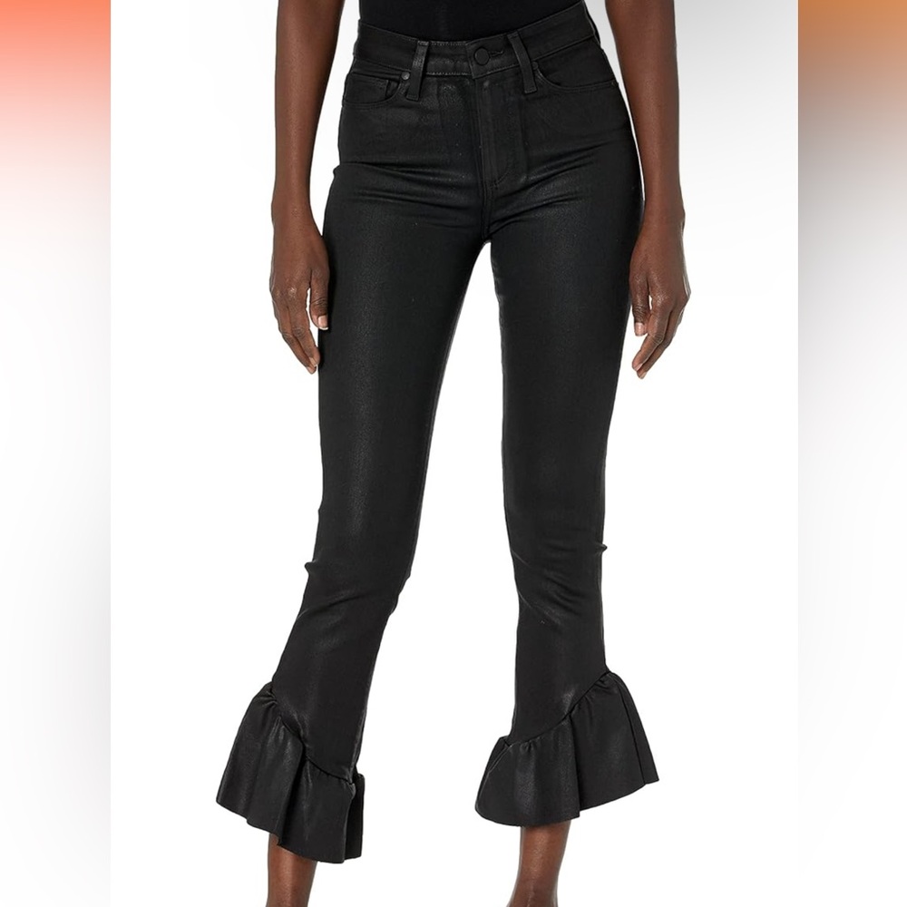 Paige black leather jeans